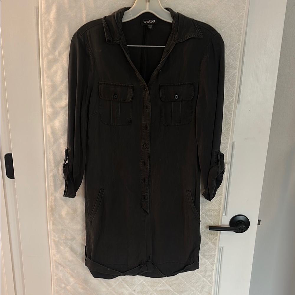 Bebe Charcoal Button-Up Romper